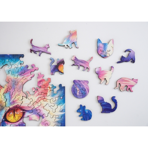 Puzzle Drewniane 25 x 25 cm KOT 140 Elementów Układanka Drewniana